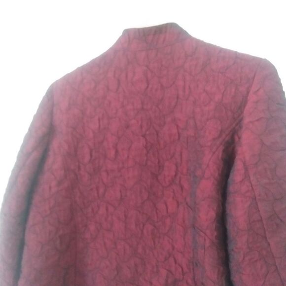 Chico's Iridescent Dark Red Open-Front Crinkle Satin Blazer, Chico's Size 1 - Picture 8 of 11